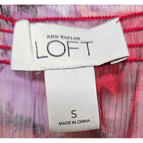Ann Taylor LOFT size S Sheer Top Y2K Boho Flowy Festival Romantic Watercolors - Picture 5 of 9